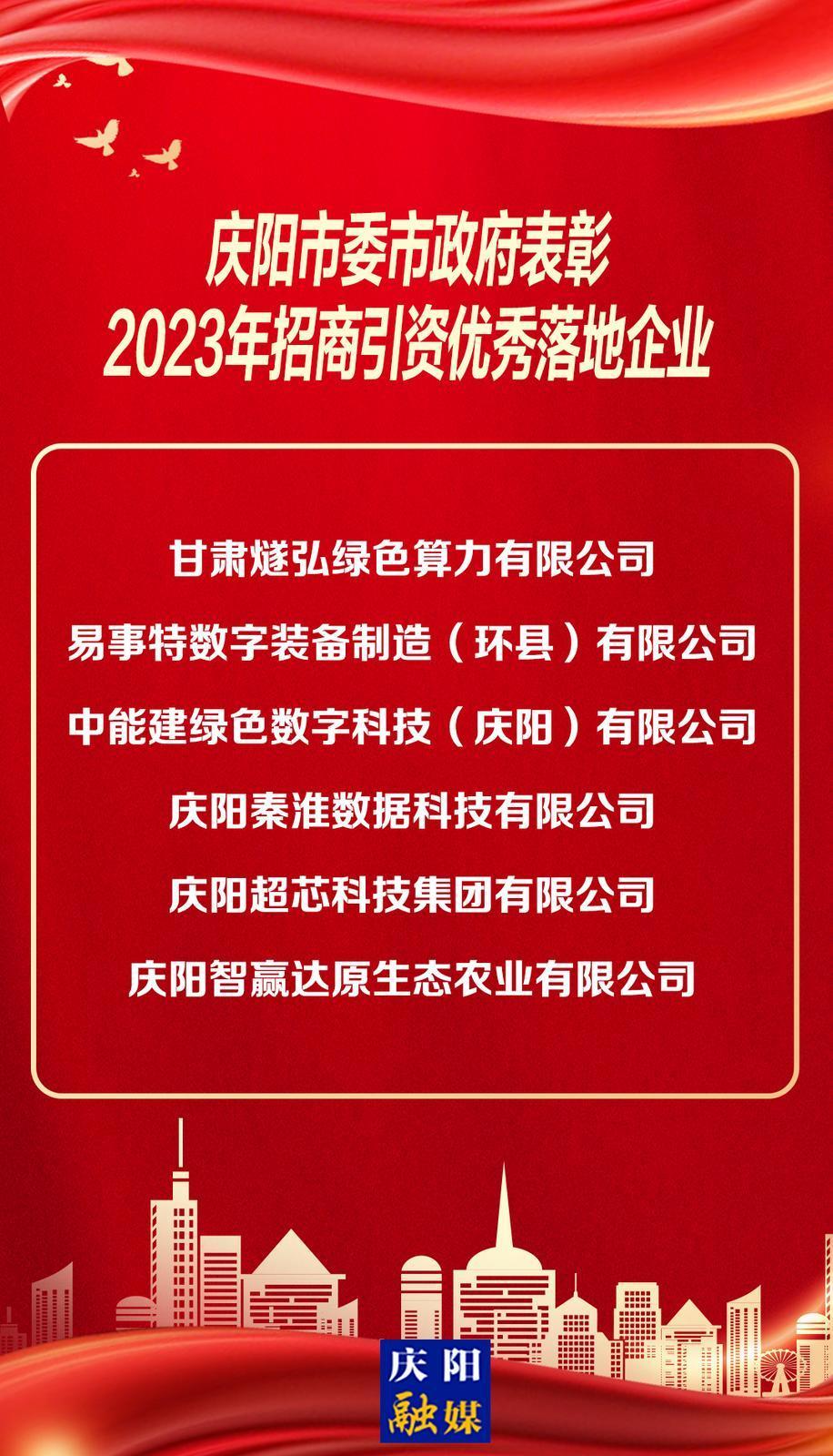 【微海報(bào)】慶陽(yáng)市委市政府表彰2023年招商引資優(yōu)秀落地企業(yè)