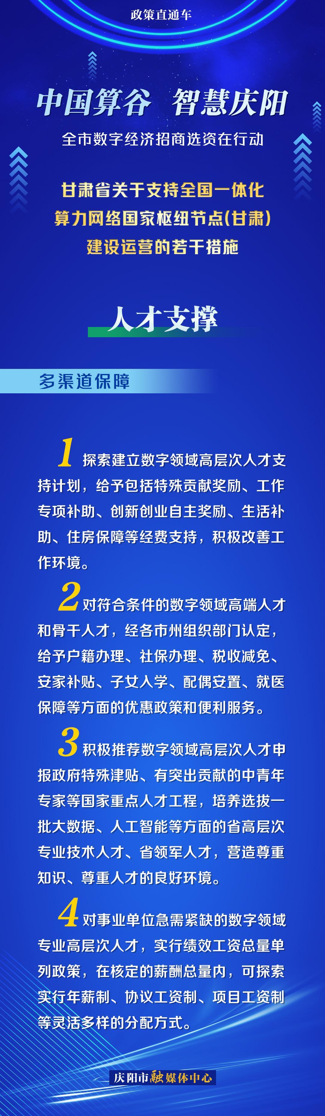 甘肅省關(guān)于支持全國一體化算力網(wǎng)絡(luò)國家樞紐節(jié)點(diǎn)(甘肅)建設(shè)運(yùn)營的若干措施︱人才支撐——多渠道保障