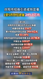 慶陽(yáng)市招商引資成效顯著，1至5月到位資金249.6億元
